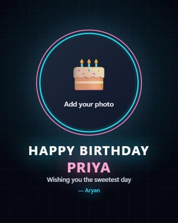 Neon Glow birthday card design